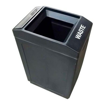 Forte Products Forte 39 Gallon Sidekick Open Top Waste Container w/Ashtray, Black - 8002044